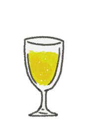 クレヨンで描いたワイングラスの手書きイラスト