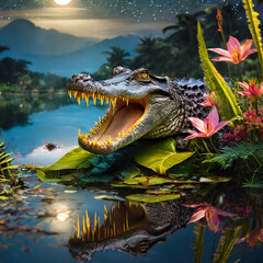 le crocodile, un prédateur redoutable - obrazy, fototapety, plakaty