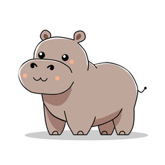 vector illustration of a hippo in a cartoon, minimalist and flat style isolated in a white background