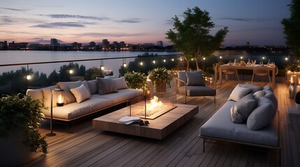 Gorgeous deck with comfortable seating to enjoy a lovely evening outside  