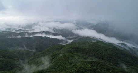 梅雨の奄美の山々