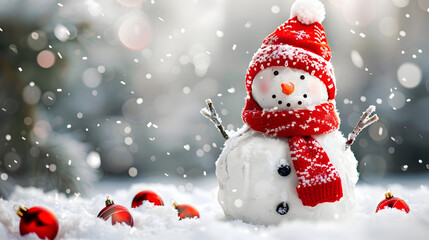 Obraz premium Happy Christmas - Snowman 