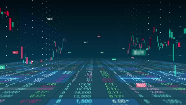 Stock market price for investment and digital trading animation background