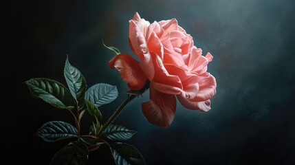 The Stunning Beauty of a Ferdinand Pichard Rose against a Dark Background