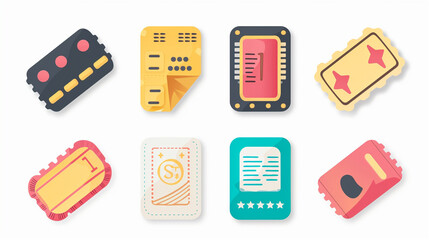 Vector illustration set icon tombola ticket, win prize, raffle concept