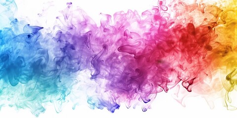 Fototapeta na wymiar A vibrant, abstract background features a color explosion with smoke and a splash of watercolor in rainbow hues.