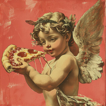 Cherub Eating Pizza

