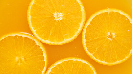 Orange slices in orange juice.Refreshing citrus fruit.