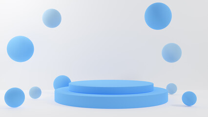 3D rendering abstract blue shape podium Perfect platforms for showing your beauty products on white background