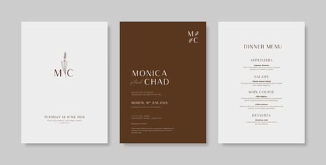 Simple and minimalist wedding card template. trendy modern wedding invitation template. beautiful wedding card template