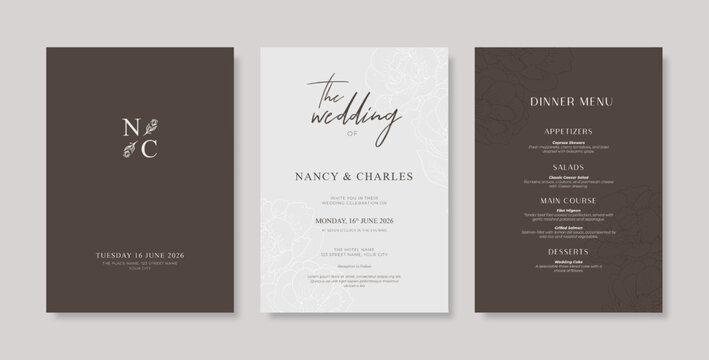 Simple and minimalist wedding card template. trendy modern wedding invitation template. beautiful wedding card template