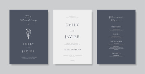 Simple wedding invitation template. minimalist wedding card template. trendy modern wedding invitation template.