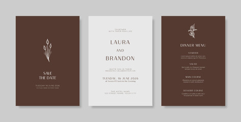 Minimalist wedding invitation template. Premium wedding invitation template. Wedding engagement template.