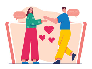 Couple chatting on video call. Chatting vector illustration