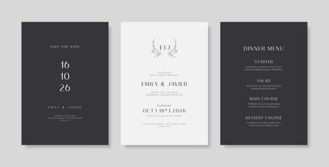 Simple and minimalist wedding card template. trendy modern wedding invitation template. beautiful wedding card template