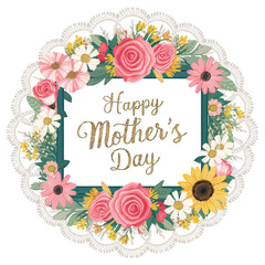 Happy mothers day event poster with mother and child 