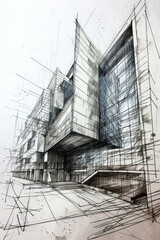 Innovative Urban Architecture: Conceptual Sketch of Modern Building Design