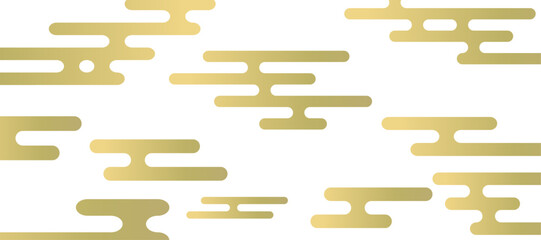 ゴールドのエ霞文の壁紙イラスト　和柄　パターン　グラデーション　背景イラスト　Japanese traditional pattern