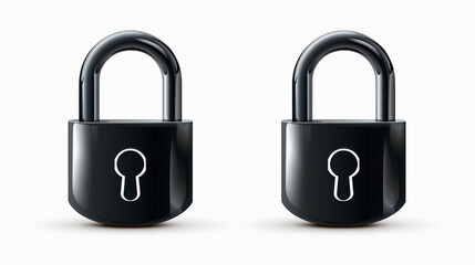 Vector illustration black lock icon white background, security concept