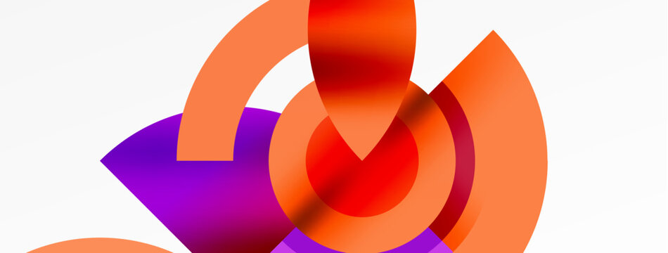 An orange circle with purple tinted petals creates a symmetrical pattern. A red arrow points to the center, emphasizing the circle as a symbol of art and symmetry