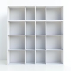 3D Render of a modular shelving unit with adjustable shelves, on isolated white background, Generative AI