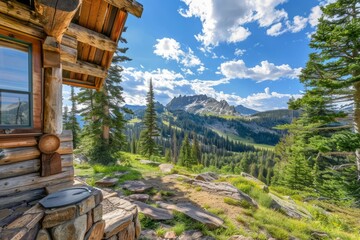 A secluded mountain retreat with panoramic views, alpine meadows, and winding hiking trails, perfect for outdoor enthusiasts and nature lovers, Generative AI - obrazy, fototapety, plakaty