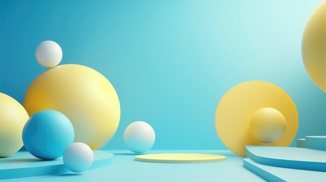 Abstract image with blue and yellow spheres against background
