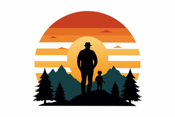  mountains-sunset-t-shirt design vector illustration 