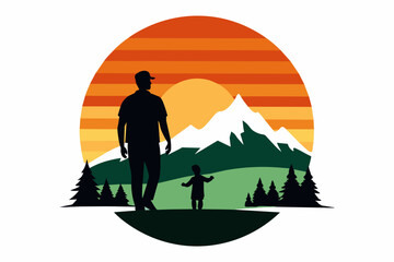  mountains-sunset-t-shirt design vector illustration 