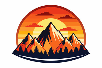 Fototapeta na wymiar mountains-sunset-t-shirt design vector illustration 