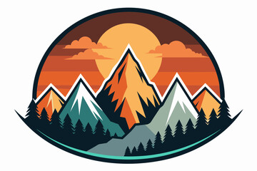 mountains-sunset-t-shirt design vector illustration 