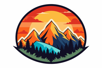 mountains-sunset-t-shirt design vector illustration 