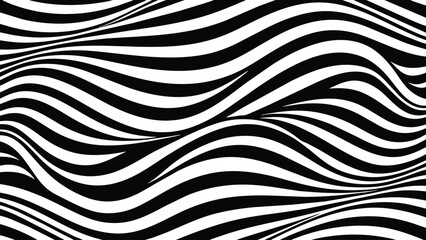 Abstract black and white wave line draw illustration background.