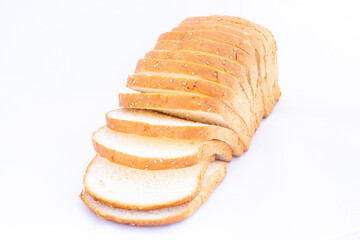 Sliced wheat bread on a white isolated background