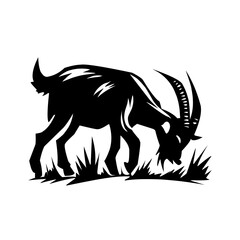 Goat Silhouettes, Cute Goat Vector Black Illustration