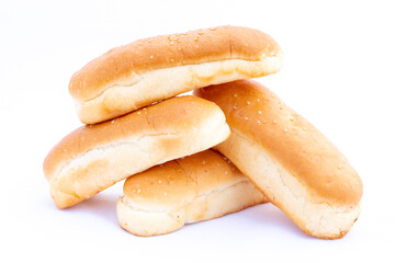 Hot dog buns on a white background.