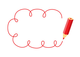 鉛筆が描いた線のフレーム（赤）