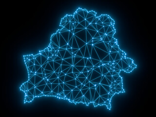 A sketching style of the map Belarus. An abstract image for a geographical design template. Image isolated on black background.