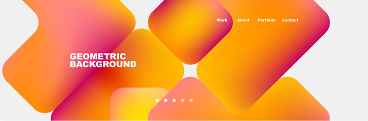 A symmetrical pattern of amber and petal pink circles create a geometric background on a white canvas. Tints and shades of orange contrast with electric blue accents, resembling a liquid design