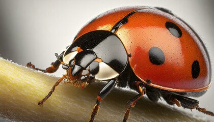 Wallpaper texted Macro ladybug in nature green background.