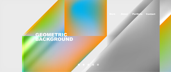 A vibrant geometric pattern of colorful triangles on a white background. The tints and shades of electric blue and orange create symmetry and art in this rectanglefilled design