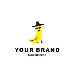 banana logo wearing a hat and glasses