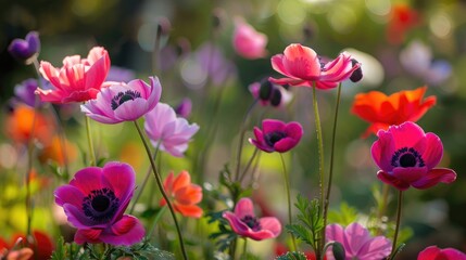 Obraz premium Vibrant Anemone Blooms in the Wild