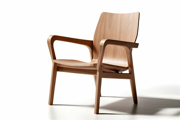 Brawn color wooden chair, armchair. Modern designer. Chair isolated on white background. Series of furniture