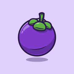 Obraz premium Fresh Mangosteen Cartoon Vector. Fruit Illustration Theme.