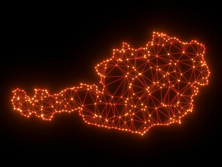 A sketching style of the map Austria. An abstract image for a geographical design template. Image isolated on black background.