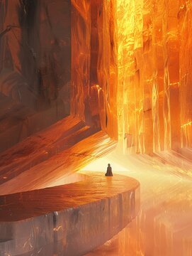 A futuristic realm where ethereal beings commune, engaging in philosophical debates on the mysteries of consciousness 3D rendered image with a golden hour lighting effect
