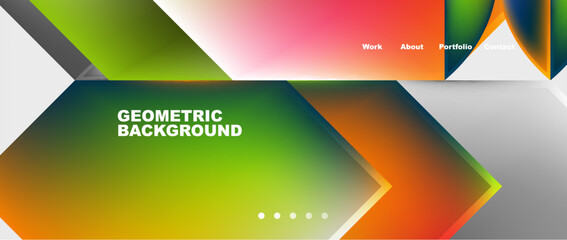 A vibrant geometric design featuring arrows, triangles, and rectangles in shades of magenta and electric blue. This techinspired background is perfect for a modern gadget theme