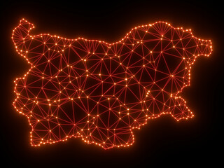 A sketching style of the map Bulgaria. An abstract image for a geographical design template. Image isolated on black background.