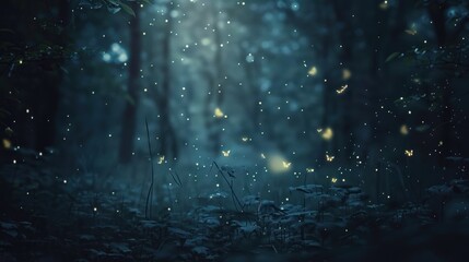 fireflies in the dark forest